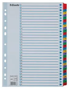 Megerősített karton regiszterek Esselte Mylar, A4, Színkeverék