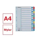 Megerősített karton regiszterek Esselte Mylar, A4, Színkeverék