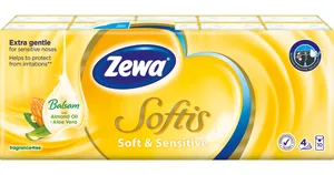 Zewa Softis Soft & Sensitive 4 rétegű papírzsebkendő, 10×9 db