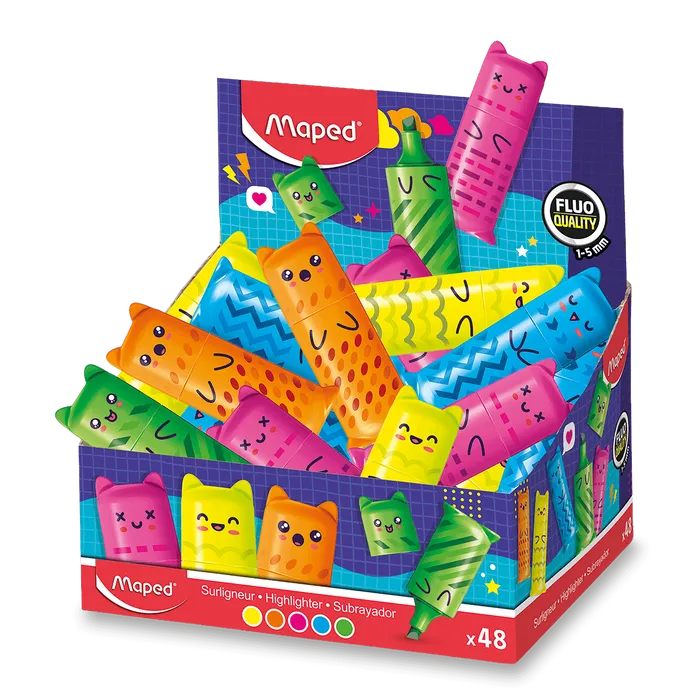 Termék főképe Zvýrazňovač Maped Mini Fluo Kawai - stojánek, 48 ks