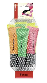 STABILO NEON szövegkiemelő - 8 db-os készlet - 4 x sárga, 2 x zöld, 1 x narancs, 1 x rózsaszín