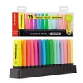 STABILO BOSS ORIGINAL szövegkiemelő készlet 15 db (9 neon + 6 pasztell) asztali tartó