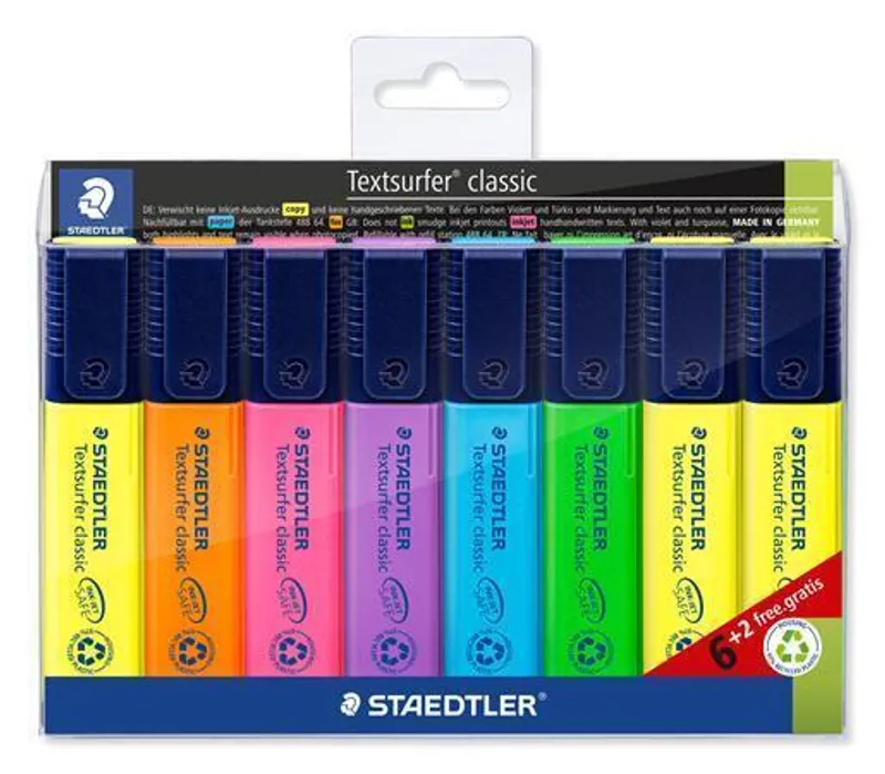 Termék főképe Zvýrazňovače "Textsurfer classic 364", sada, 6+2, 1-5 mm, STAEDTLER