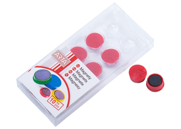 Papírenské zboží - Magnety ARTA průměr 16mm, červené (10ks v balení)