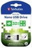 Papírenské zboží - USB flash meghajtó Nano, 32 GB, USB 2.0, 10/3 MB/s, SZÓ,