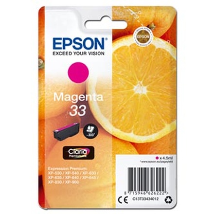 Papírenské zboží - Epson originální ink C13T33434012, T33, magenta, 4,5ml, Epson Expression Home a Premium X