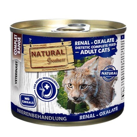 Papírenské zboží - Natural Greatness RENAL-OXALATE veterinární dieta, konzerva pro kočky 200g