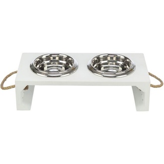 Papírenské zboží - BE NORDIC bar s miskami, 2 × 0,4 l/o 14 cm/38 × 18 × 10 cm, MDF/nerez, bílá