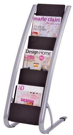 Papírenské zboží - Podlahový stojan na katalogy, 6 kapes, šedo/černý, ALBA