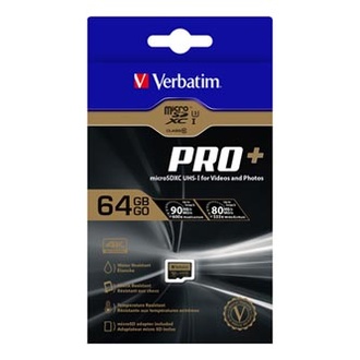 Papírenské zboží - Verbatim paměťová karta micro SDXC Pro+, 64GB, micro SDXC, 44034, UHS-I U1 (Class 10), s