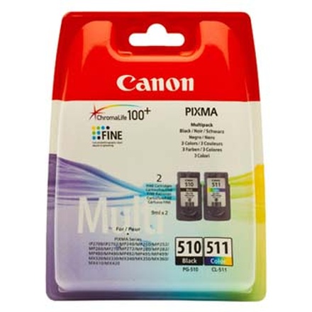 Papírenské zboží - Canon originální ink PG-510/CL-511, black/color, blistr, 220, 245str., 9ml, 2970B010, Can