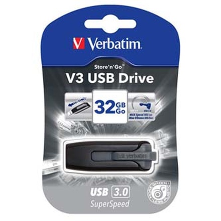 Papírenské zboží - Verbatim USB flash disk, USB 3.0 (3.2 Gen 1), 32GB, V3, Store N Go, černý, 49173, USB A,