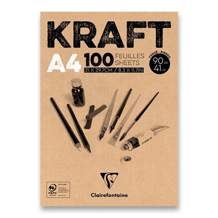 Papírenské zboží - Blok Clairefontaine Brown Kraft A4, 100 listů, 90 g