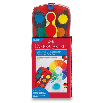 Papírenské zboží - Vodové barvy Faber-Castell Connector 12 barev, průměr 30 mm