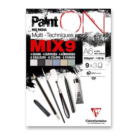 Papírenské zboží - Blok Clairefontaine Paint'ON Mix9 - A6, 27 listů, 250 g