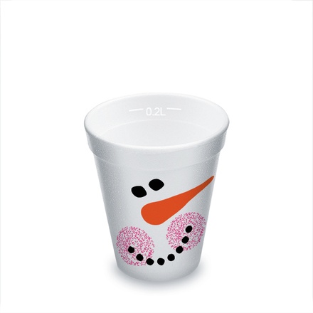 Papírenské zboží - Termo-kelímek Sněhulák z pěnového PS 0,2 l (průměr 80 mm) [25 ks] - polystyrénový