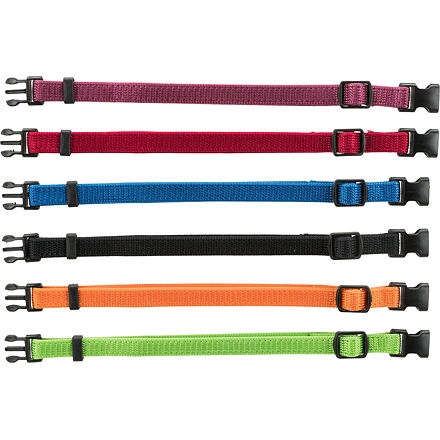 Papírenské zboží - Balení nylon.rozeznávacích obojků pro štěňata M-L 22-35cm/10mm čn,čv,md,zel,or,fi 