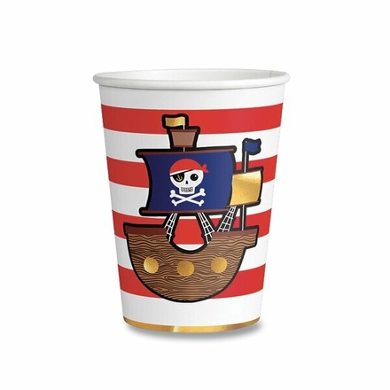 Papírenské zboží - Papírové kelímky Pirates Map objem 0,25 l, 8 ks