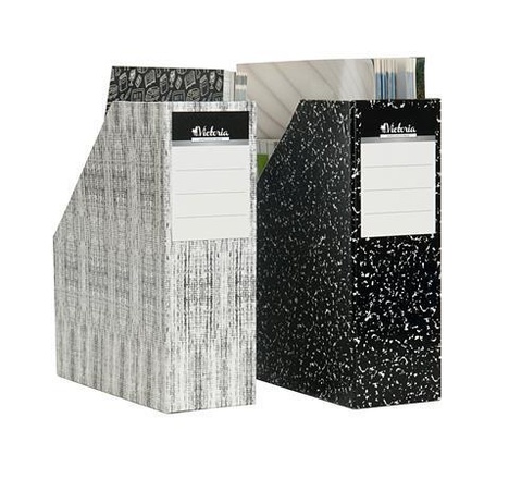 Papírenské zboží - Stojan na časopisy, dekor textil, karton, 90 mm, VICTORIA