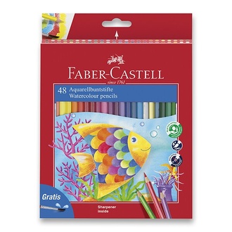 Papírenské zboží - Akvarelové pastelky Faber-Castell 48 barev + štětec