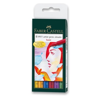 Papírenské zboží - Popisovač Faber-Castell  Pitt Artist Pen Brush 6 ks, základní barvy
