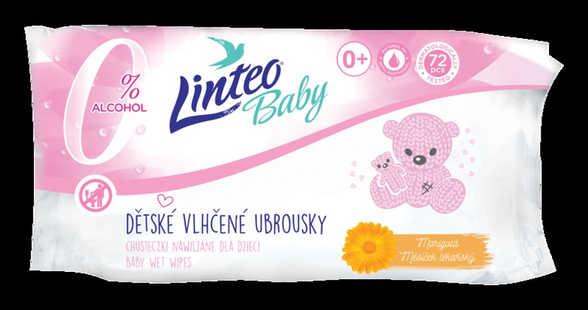 Papírenské zboží - Linteo Baby Měsíček lékařský vlhčené ubrousky pro děti 72 kusů