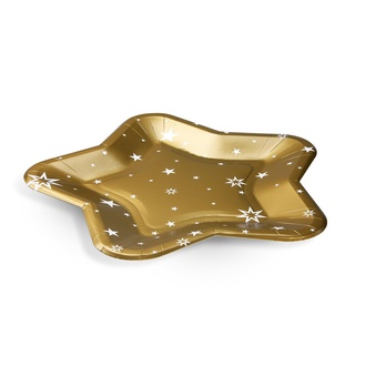 Papírenské zboží - Papírový talíř (FSC Mix) tvar hvězdy zlatý průměr 25cm [6 ks]