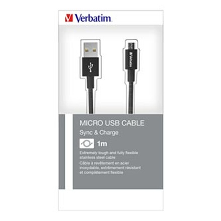 Papírenské zboží - Kabel USB (2.0), USB A M- USB Micro, 1m, černý, Verbatim, box, 48863