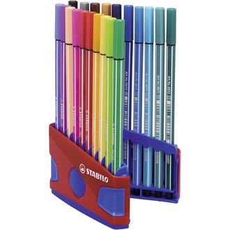Papírenské zboží - Prémiový vláknový fix - STABILO Pen 68 - ColorParade - 20 ks deskset modrá/červená