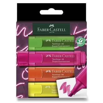 Papírenské zboží - Zvýrazňovač Faber-Castell Textliner 46 Neon sada 4 barev