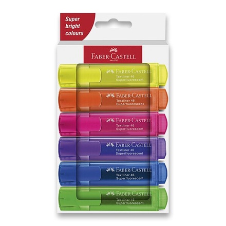 Papírenské zboží - Zvýrazňovač Faber-Castell Textliner 46 Neon sada 6 ks