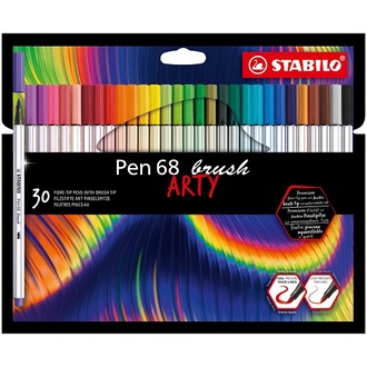 Papírenské zboží - Vláknový fix s flexibilním štětcovým hrotem STABILO Pen 68 brush ARTY - 30 ks sada