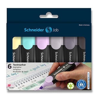 Papírenské zboží - Zvýrazňovač Schneider Job Pastel - sada 6 barev