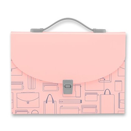 Papírenské zboží - Aktovka Foldermate Vintage, A4, 7 kapes - růžová