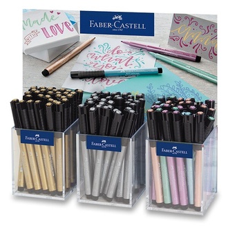 Papírenské zboží - Popisovač Faber-Castell Pitt Artist Pen Metallic stojánek, 90 ks