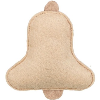 Papírenské zboží - Vánoční zvoneček s catnipem, 9.5 cm, filc, béžová