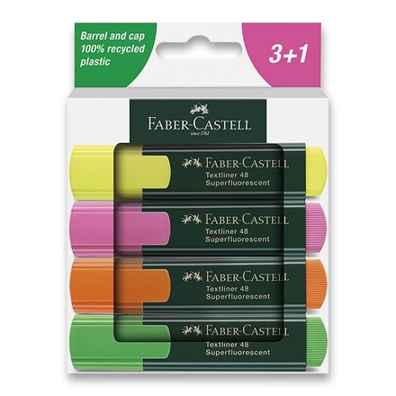 Papírenské zboží - Zvýrazňovač Faber-Castell Textliner 48 sada 4 barev