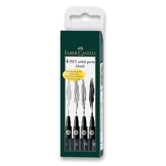 Papírenské zboží - Popisovač Faber-Castell Pitt Artist Pen sada 4 ks, S, F, M, B, černé