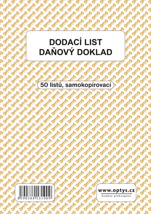 Papírenské zboží - Dodací list A5, samopropisovací, 50 listů 1319