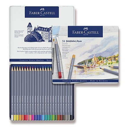 Papírenské zboží - Akvarelové pastelky Faber-Castell 114624 Goldfaber Aqua plechová krabička, 24 barev
