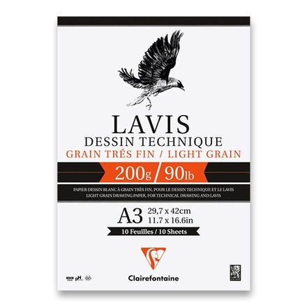 Papírenské zboží - Blok Clairefontaine Lavis Technical drawing A3, 10 listů, 200 g