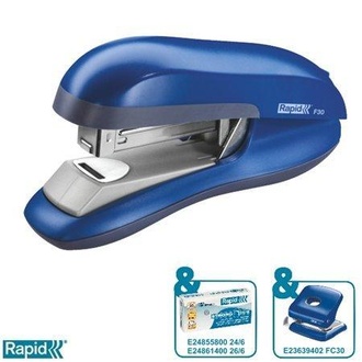 Papírenské zboží - Stolní sešívačka Rapid F30 s plochým sešíváním, Modrá