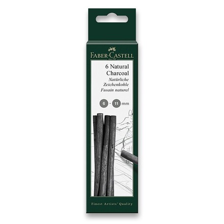 Papírenské zboží - Přírodní uhel Faber-Castell Pitt Monochrome - 6-11 mm, 6 kusů