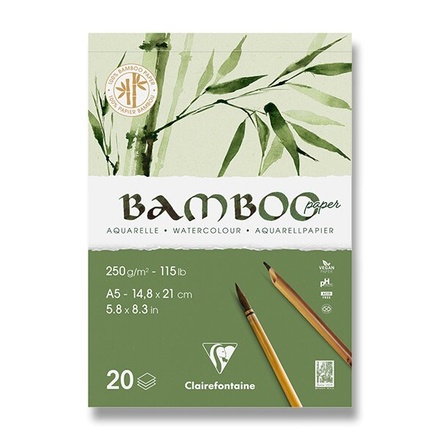 Papírenské zboží - Akvarelový blok Clairefontaine Bamboo A5, 20 listů, 250 g