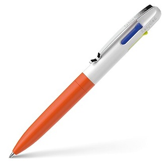 Papírenské zboží - Kuličkové pero Schneider Take 4 Neon - neonově oranžová/bílá