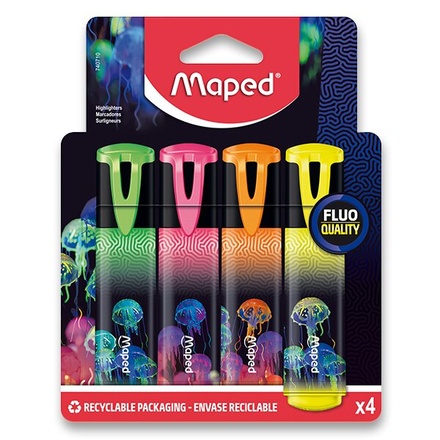 Papírenské zboží - Zvýrazňovač Maped Deepsea Paradise 4 barvy