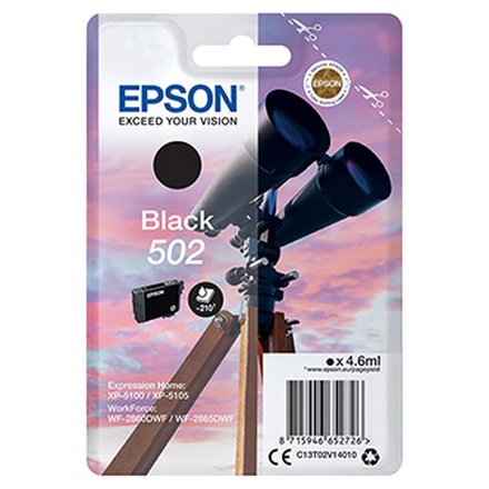 Papírenské zboží - Epson originální ink C13T02V14020, T02V140, 502, black, 210str., 4.6ml, Epson XP-5100, XP