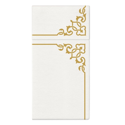 Papírenské zboží - Ubrousky na příbory PAW AIRLAID 40x40 cm Elegant Frame Gold, [25 ks]