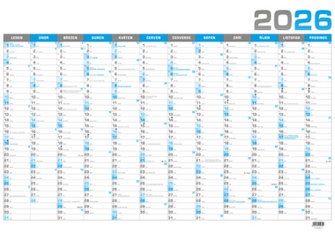 Papírenské zboží - Nástěnný roční kalendář B1 - modrý