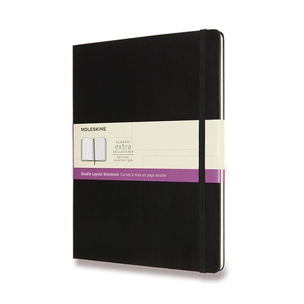 Papírenské zboží - Zápisník Moleskine - tvrdé desky XL, linkovaný-čistý, černý